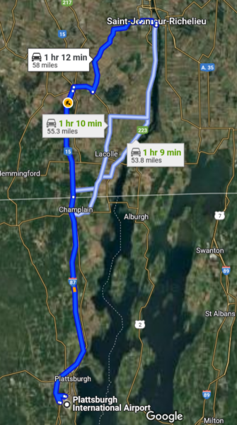 Map from Plattsburgh